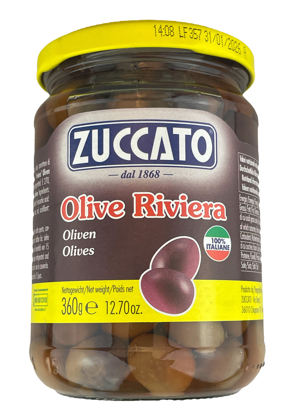 Olive Riviera – Zuccato - Riviera Oliven in Salzwasser