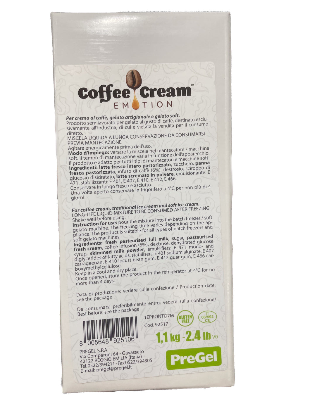 Coffee Cream – PreGel - Halbfertigprodukt für Kaffeeeis