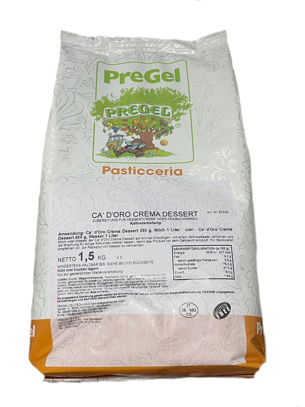 CA´D`Oro Crema Dessert (Crema Pasticcera) – Halbfertigprodukt zum Herstellen von Dessert – PreGel - Crema Pasticcera (Konditorcreme)